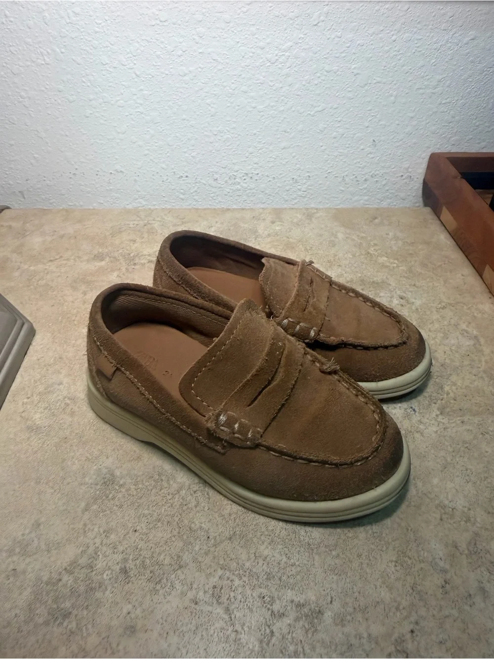 Zara Kids Brown Suede Penny Moccasins